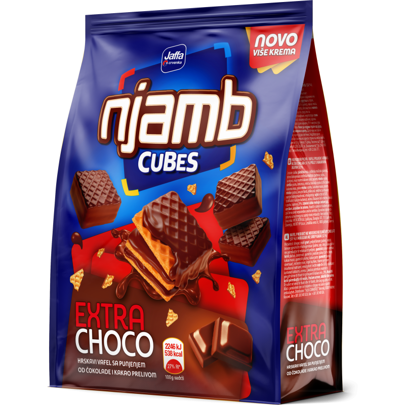 Wafer cubes in chocolate glaze NJAMB EXTRA CHOCO JAFFA 180g Sweets, cookies