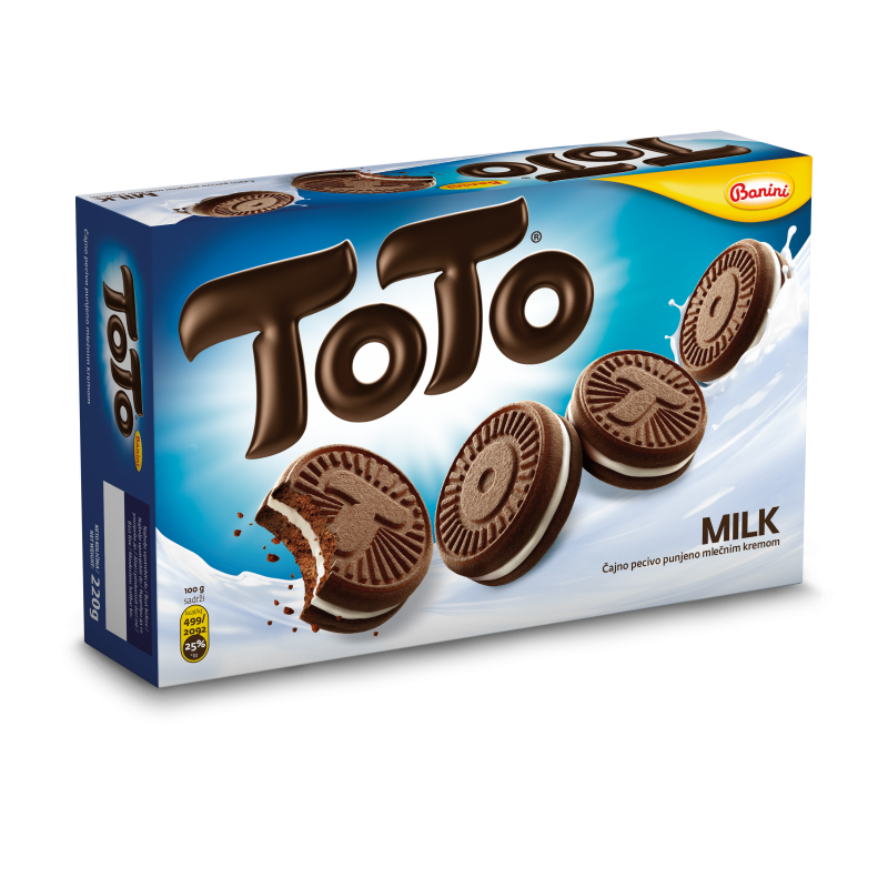 chocolate cookies with milk filling TOTO MILK BANINI 220g Sweets, cookies