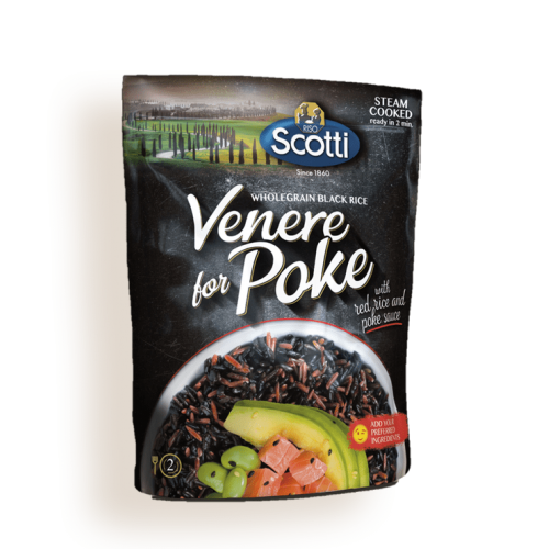 venere rice for poke  with red rice and poke sauce RISO SCOTTI 230g