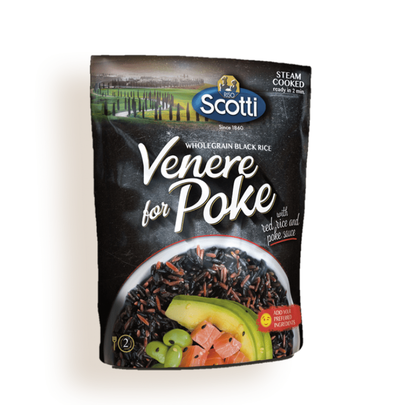venere rice for poke  with red rice and poke sauce RISO SCOTTI 230g Rice and pasta