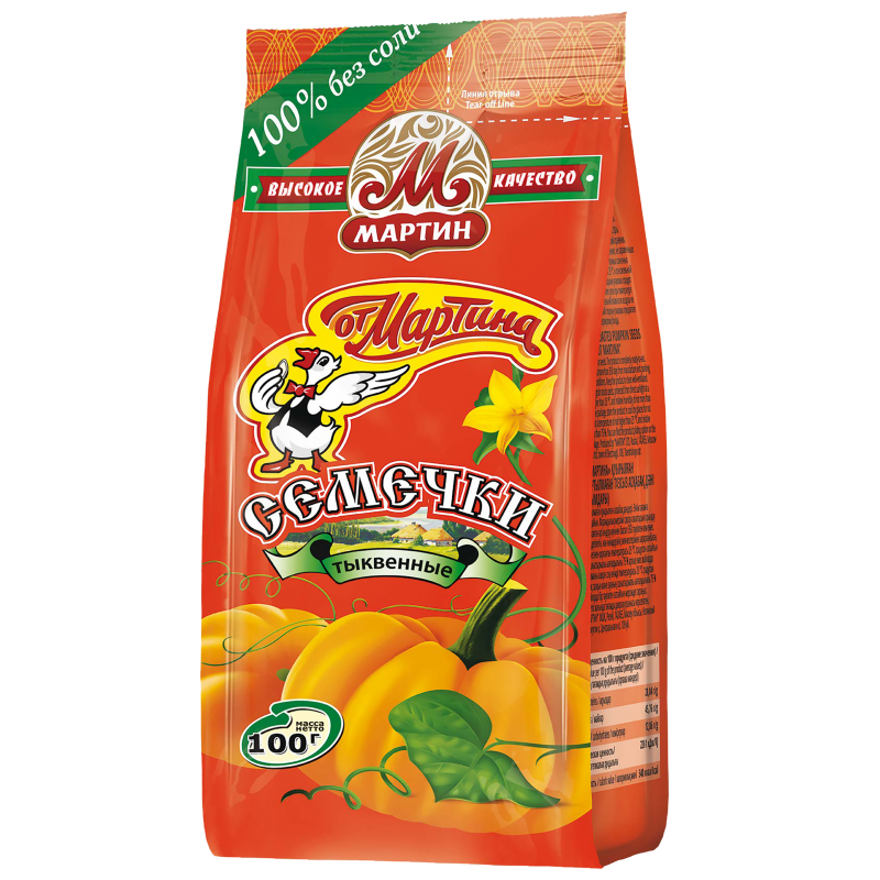 Roasted Unsalted Pumpkin Seeds MARTIN 100g Snacks, 4607012353009