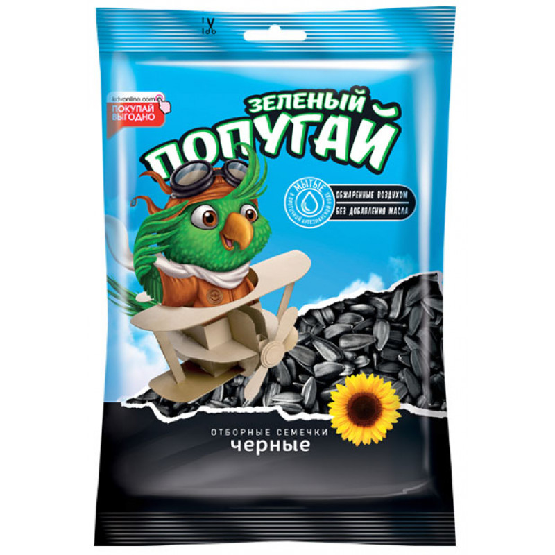 Sunflower seeds "Zeleniy popugay" 190g Snacks, chips