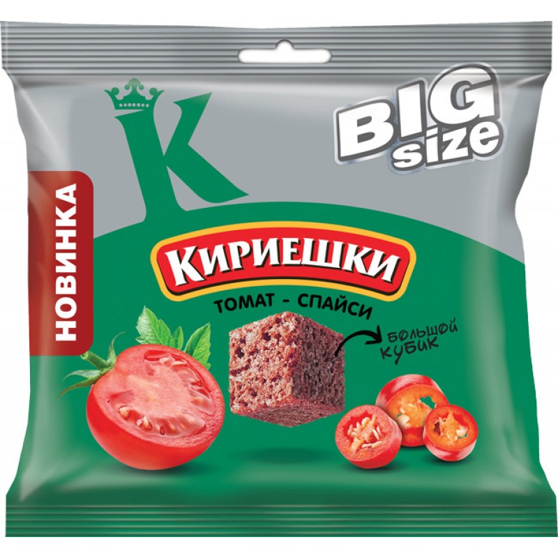 Wheat croutons "Spicy tomato" KIRIESHKI BIG SIZE 80g Snacks, chips