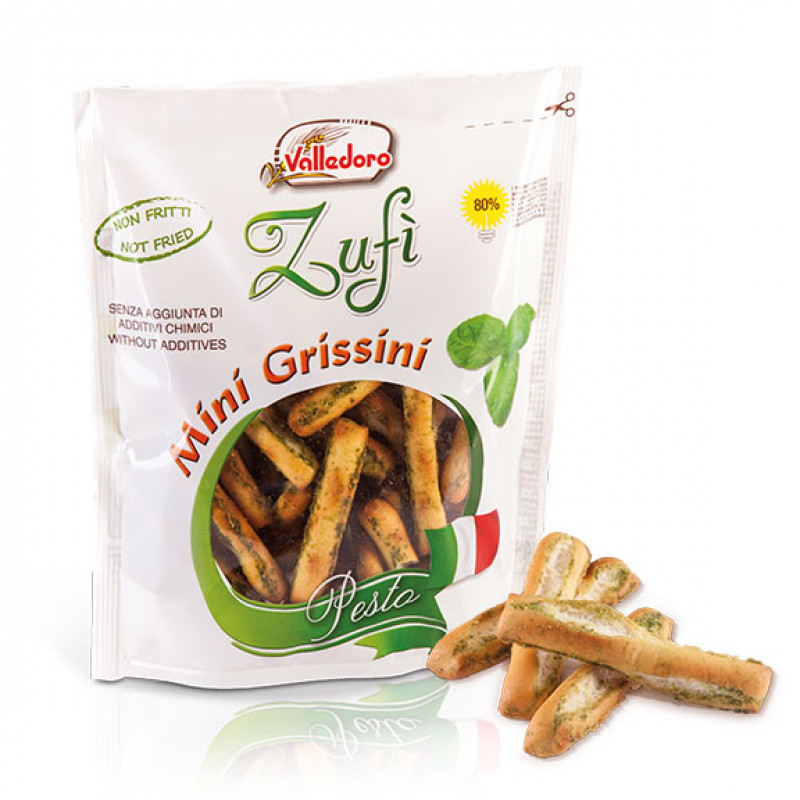 Mini Grissini Zufì Pesto VALLEDORO 100g Snacks, chips