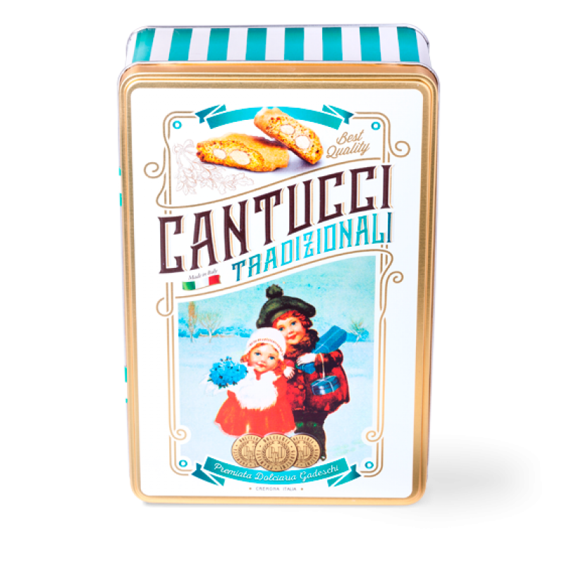 Cantuccini Traditional With Almonds in a metal box GADESCHI 8008560007820 Sweets, cookies, Gift idea