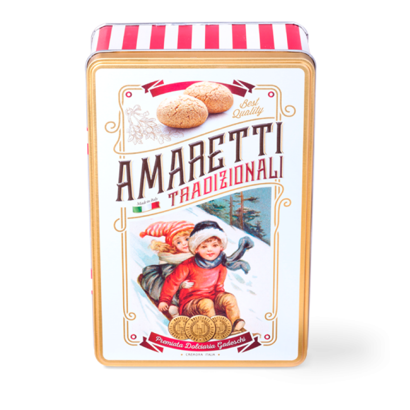 Амареттини Итальянское Печенье в металлической коробке GADESCHI 200г Сладости, печенье Идея для подарка 8008560007837