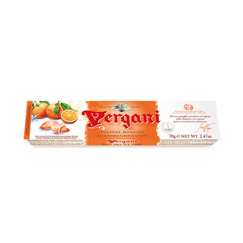 soft nougat of almond orange VERGANI 70g Sweets, cookies