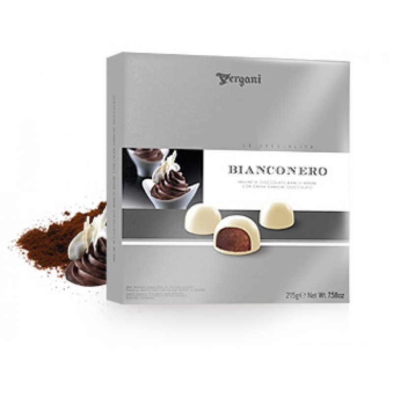 White chocolate pralines filled with ganache chocolate cream BIANCONERO VERGANI 8002325572103